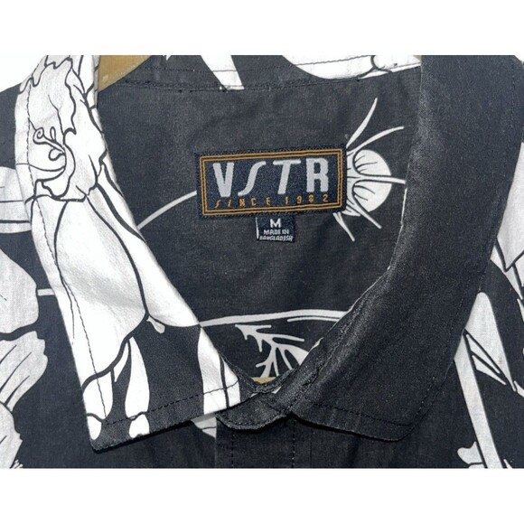 VSTR Button Down Hawaiian Shirt Men Sz Med. Black/White - Picture 3 of 9